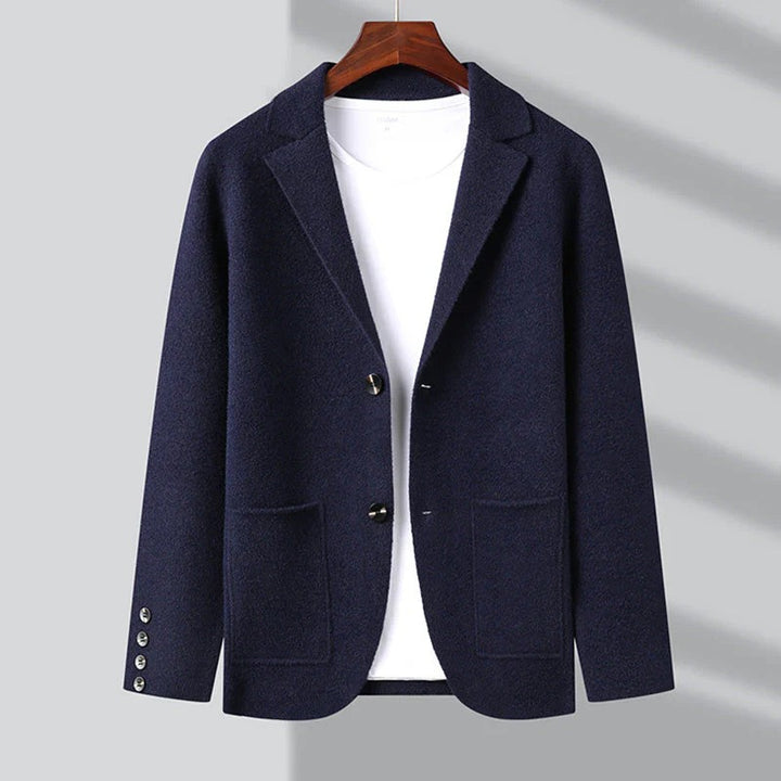 High-quality men's cardigan with breathable knit fabric, perfect for stylish layering on chilly autumn days.