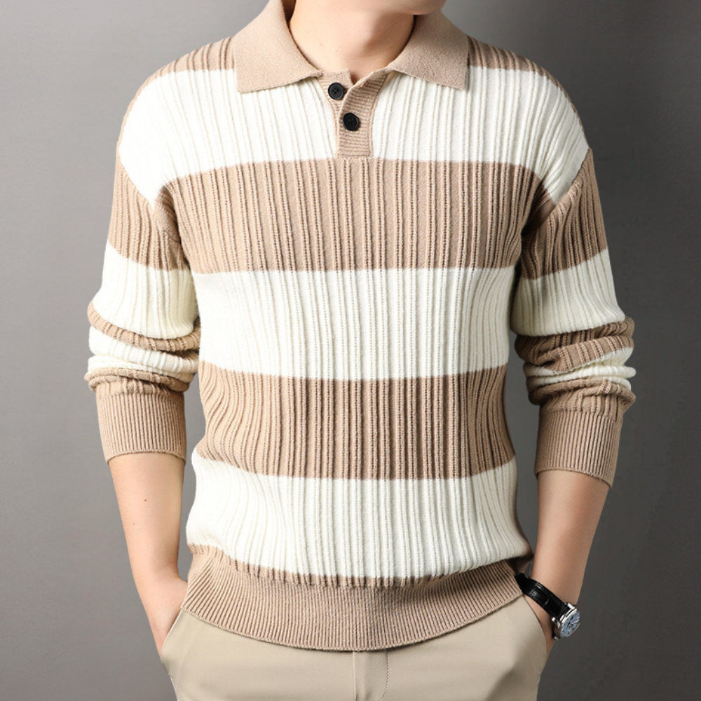  Luxe knitted warm sweater for men with premium fabric, ideal for autumn days and stylish versatility.







