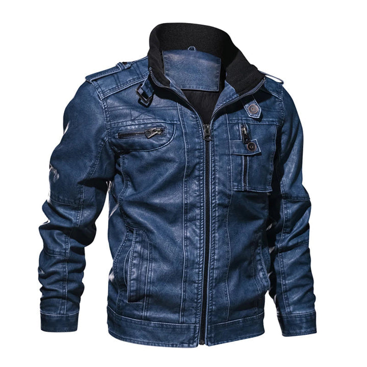 Luxury leather jacket for men with premium craftsmanship, soft lining, and a timeless design, perfect for autumn days.







