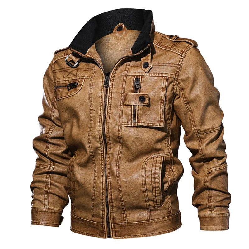 Luxury leather jacket for men with premium craftsmanship, soft lining, and a timeless design, perfect for autumn days.







