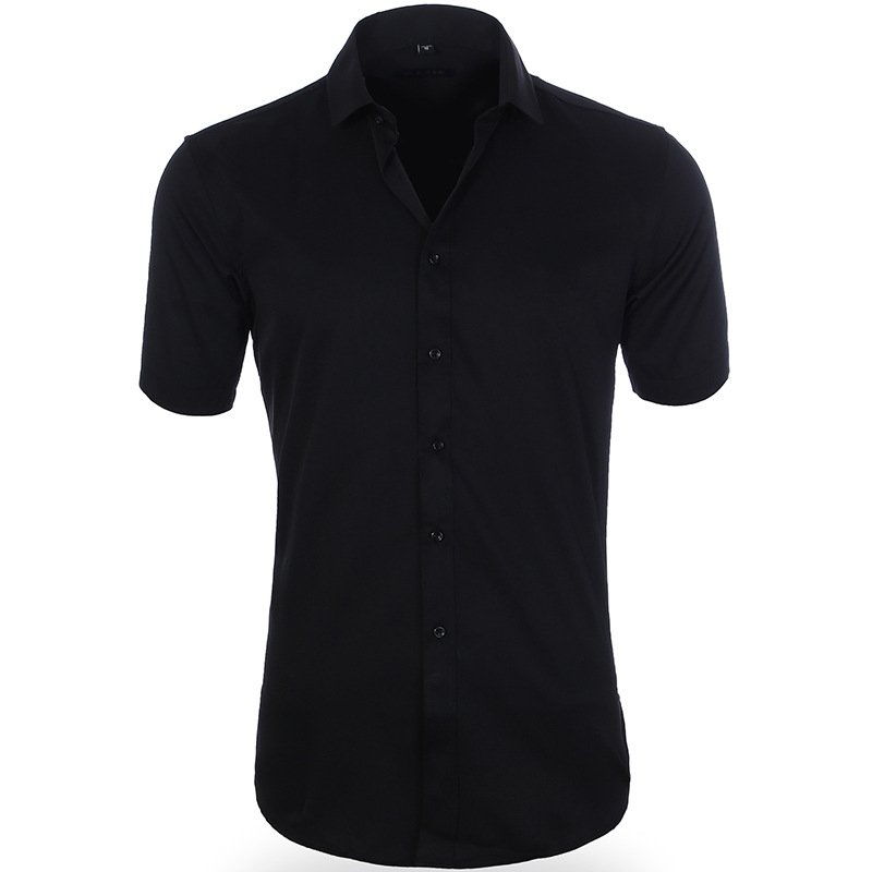 Men's anti-wrinkle business shirt with breathable fabric, ideal for professional and summer wear.