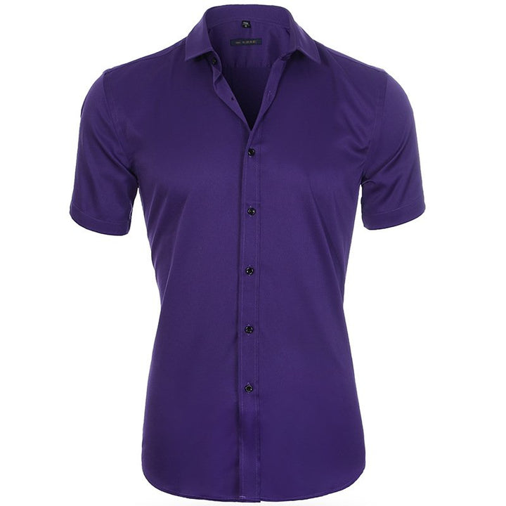 Men's anti-wrinkle business shirt with breathable fabric, ideal for professional and summer wear.