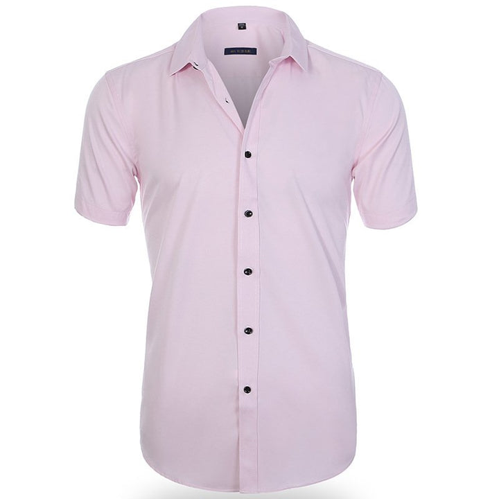 Men's anti-wrinkle business shirt with breathable fabric, ideal for professional and summer wear.