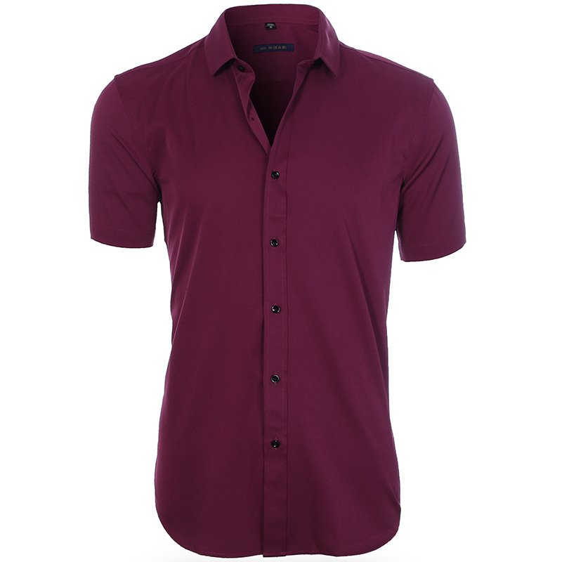 Men's anti-wrinkle business shirt with breathable fabric, ideal for professional and summer wear.