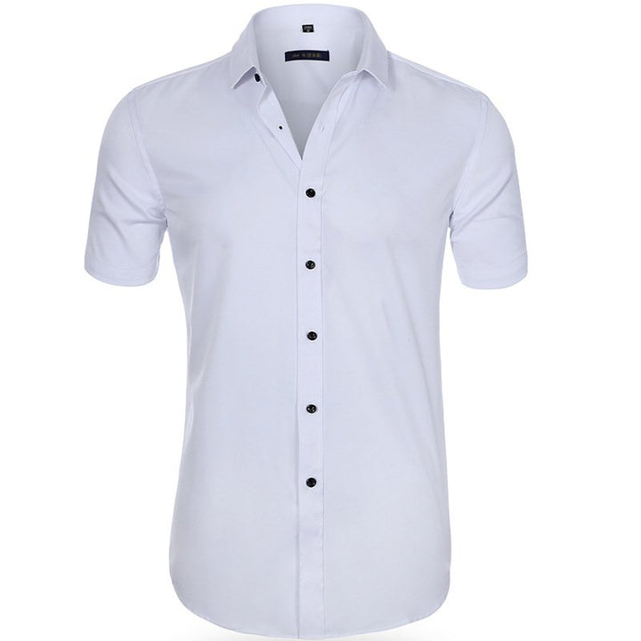 Men's anti-wrinkle business shirt with breathable fabric, ideal for professional and summer wear.