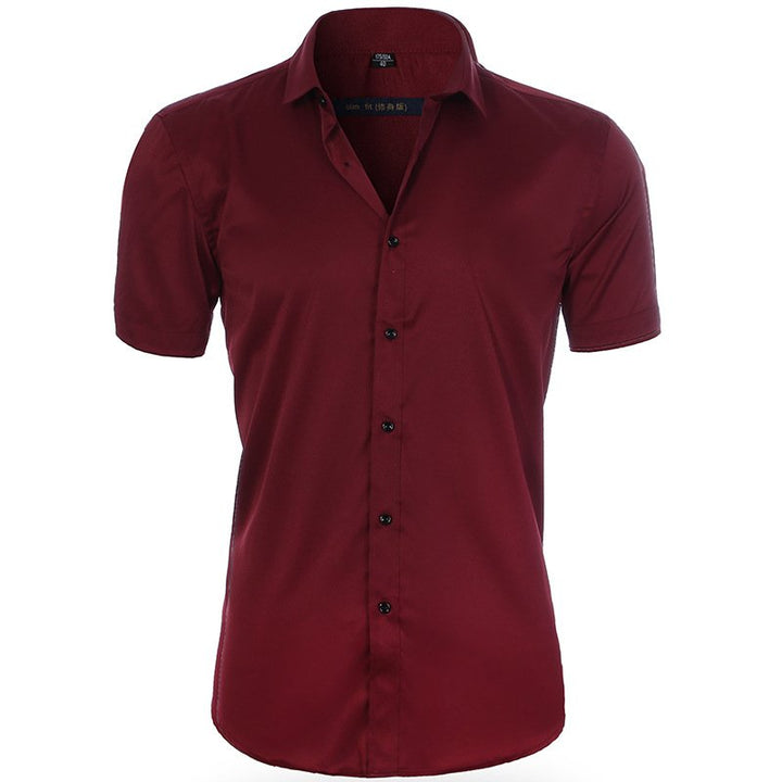 Men's anti-wrinkle business shirt with breathable fabric, ideal for professional and summer wear.