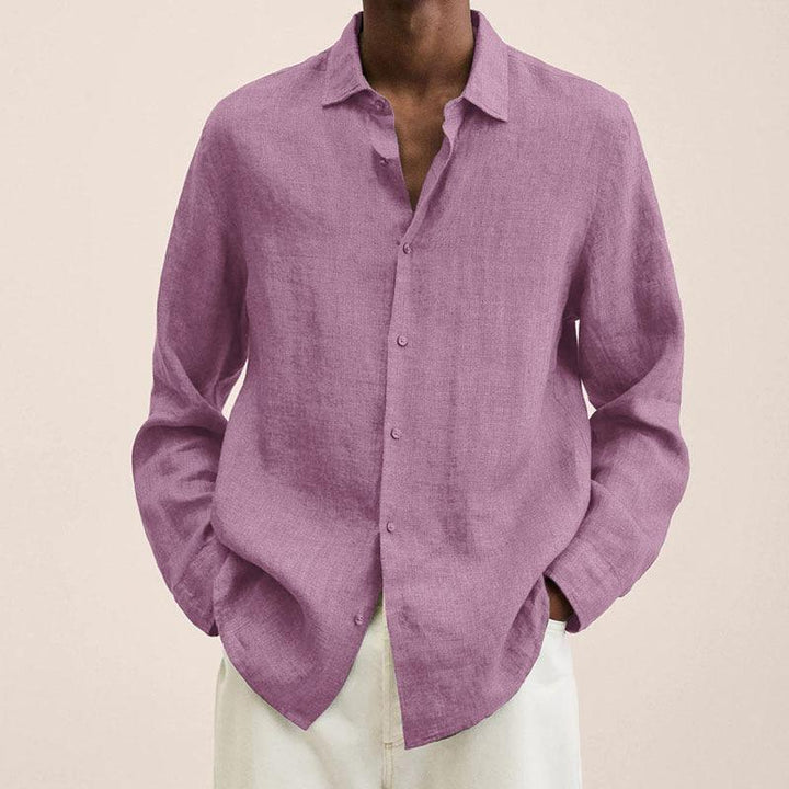 Men's casual cotton and linen shirt, ideal for summer days with a breathable, lightweight, and versatile design.