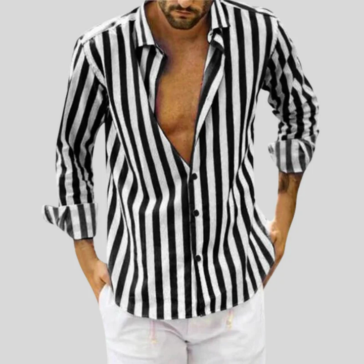 Men's casual long sleeves shirt with breathable and lightweight fabric, perfect for summer days and versatile styling.