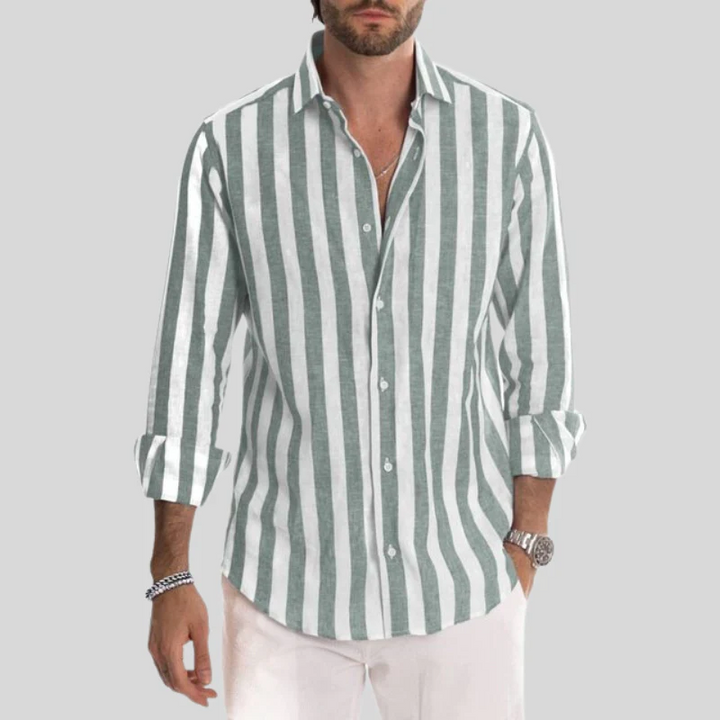 Men's casual long sleeves shirt with breathable and lightweight fabric, perfect for summer days and versatile styling.