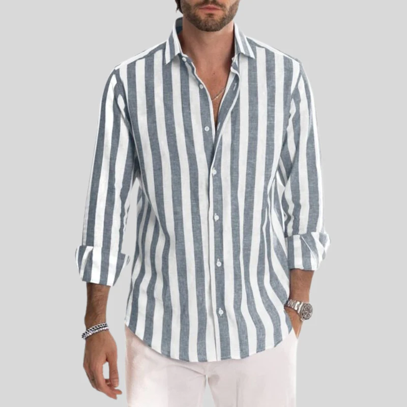 Men's casual long sleeves shirt with breathable and lightweight fabric, perfect for summer days and versatile styling.