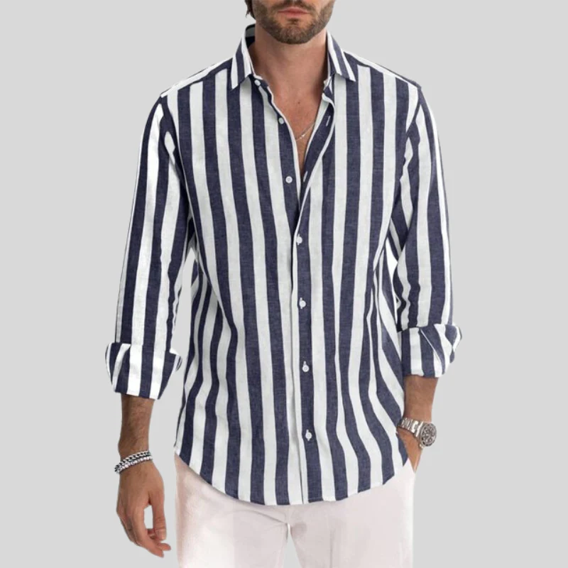 Men's casual long sleeves shirt with breathable and lightweight fabric, perfect for summer days and versatile styling.