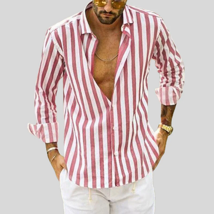 Men's casual long sleeves shirt with breathable and lightweight fabric, perfect for summer days and versatile styling.