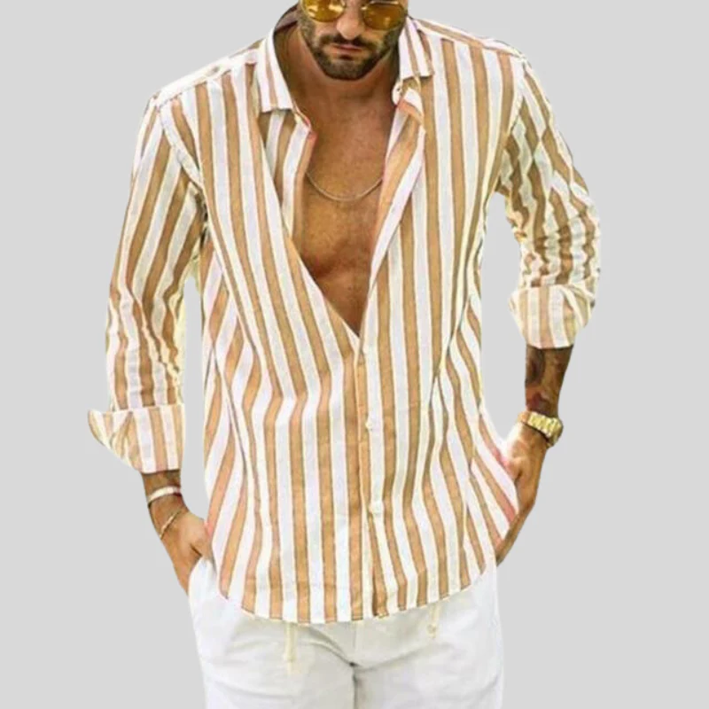 Men's casual long sleeves shirt with breathable and lightweight fabric, perfect for summer days and versatile styling.