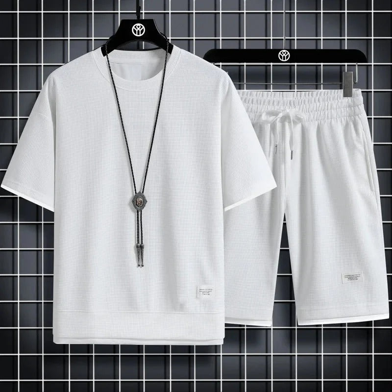 Men's casual shirt and shorts set, perfect for summer comfort and style.






