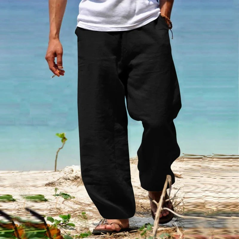 Men’s casual summer pants with breathable, lightweight fabric and versatile design, ideal for staying stylish and comfortable on warm summer days.