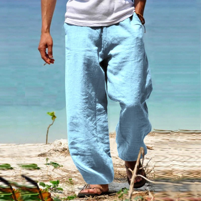 Men’s casual summer pants with breathable, lightweight fabric and versatile design, ideal for staying stylish and comfortable on warm summer days.