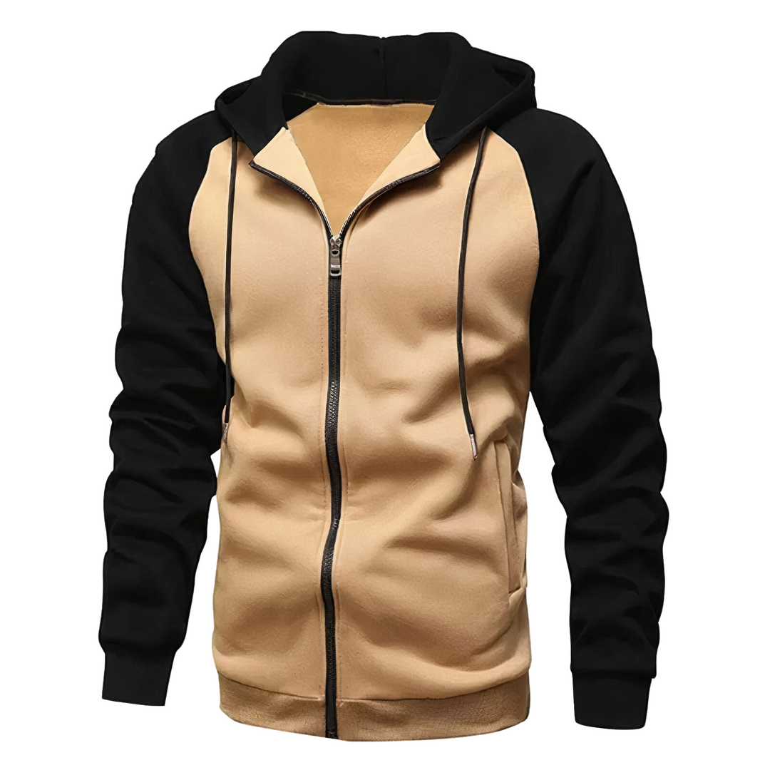 Men's casual warm hoodie with soft fleece lining, breathable fabric, and a relaxed fit, ideal for autumn days.