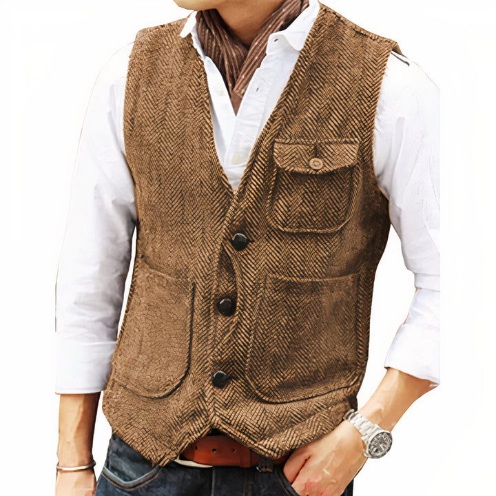 Men’s classic autumn vest with premium craftsmanship, lightweight warmth, and timeless style for layering.