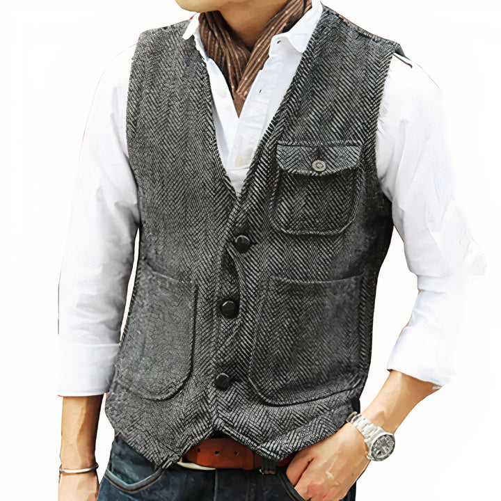 Men’s classic autumn vest with premium craftsmanship, lightweight warmth, and timeless style for layering.