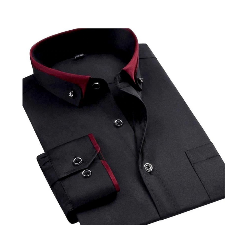 Men's classic business long-sleeved shirt, wrinkle-resistant and breathable, ideal for professional and formal settings.