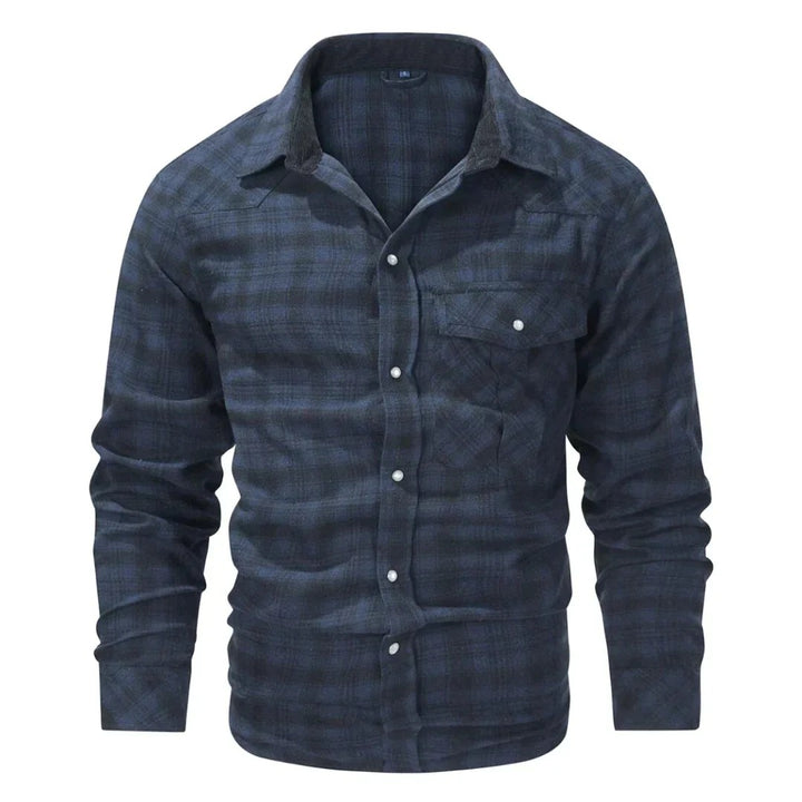 Men's classic checkered long-sleeve shirt with breathable fabric, relaxed fit, and durable stitching, perfect for casual and professional occasions.






