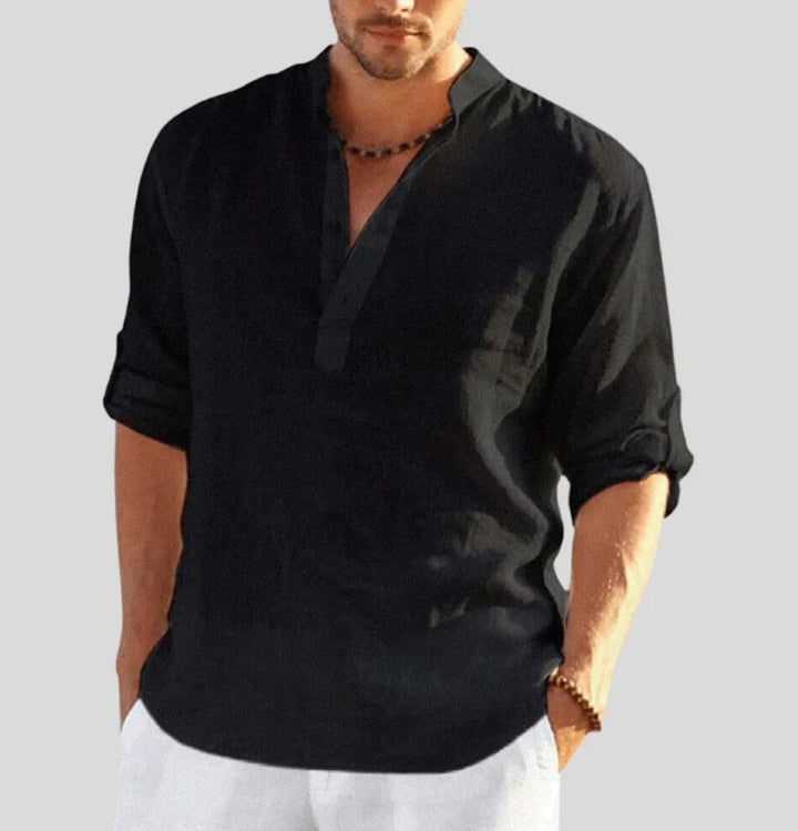 Men's classic linen shirt, perfect for stylish and breathable comfort on summer days.






