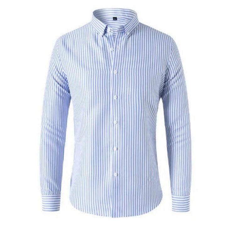 Men's classic striped shirt with lightweight breathable fabric, perfect for summer days and versatile occasions.