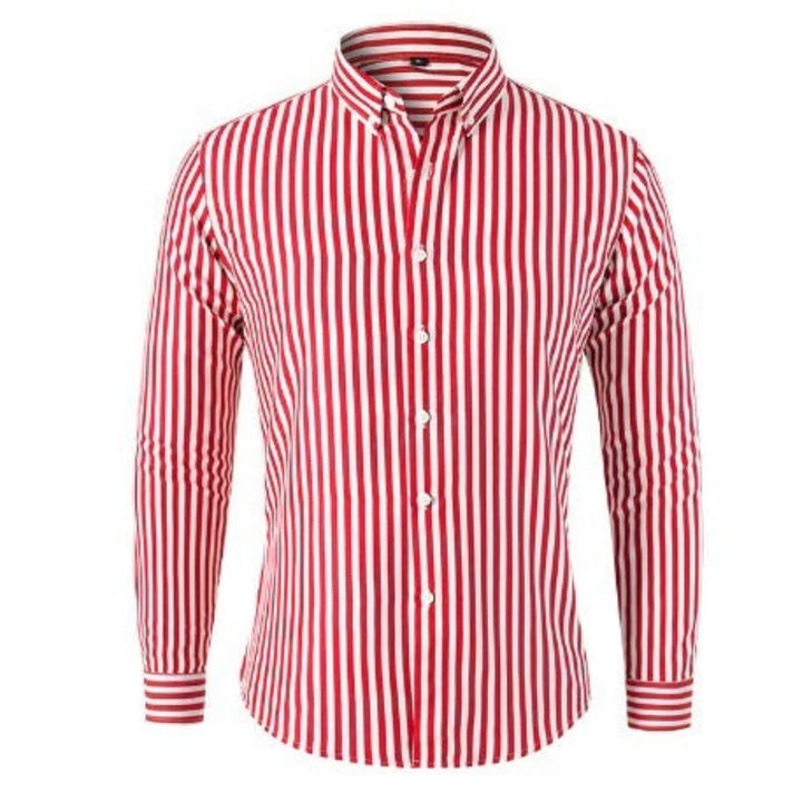 Men's classic striped shirt with lightweight breathable fabric, perfect for summer days and versatile occasions.