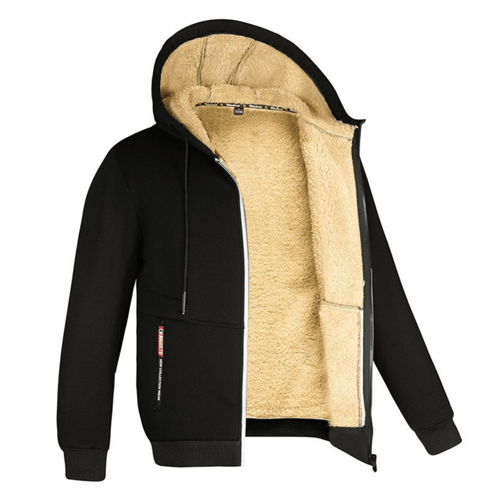 Men's cozy fleece hoodie with ultra-soft fabric, perfect for warmth and comfort on autumn days.







