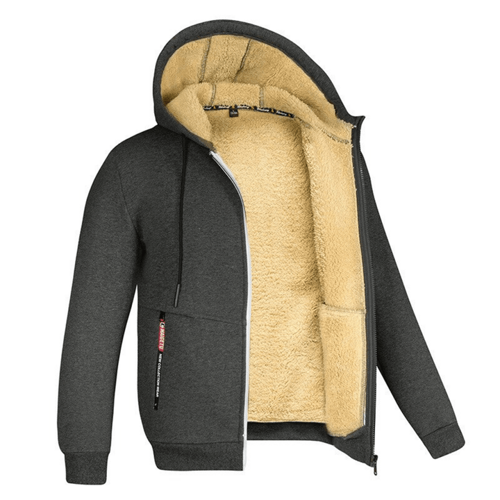 Men's cozy fleece hoodie with ultra-soft fabric, perfect for warmth and comfort on autumn days.







