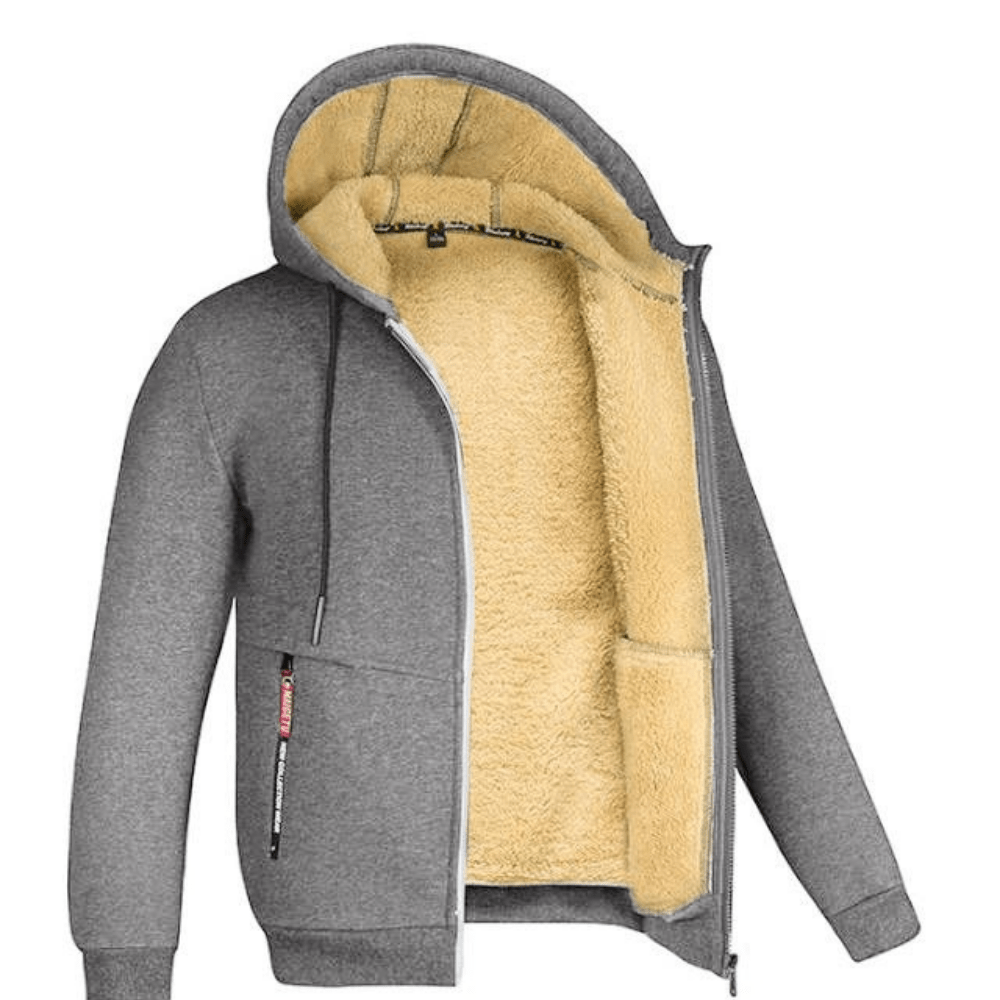 Men's cozy fleece hoodie with ultra-soft fabric, perfect for warmth and comfort on autumn days.







