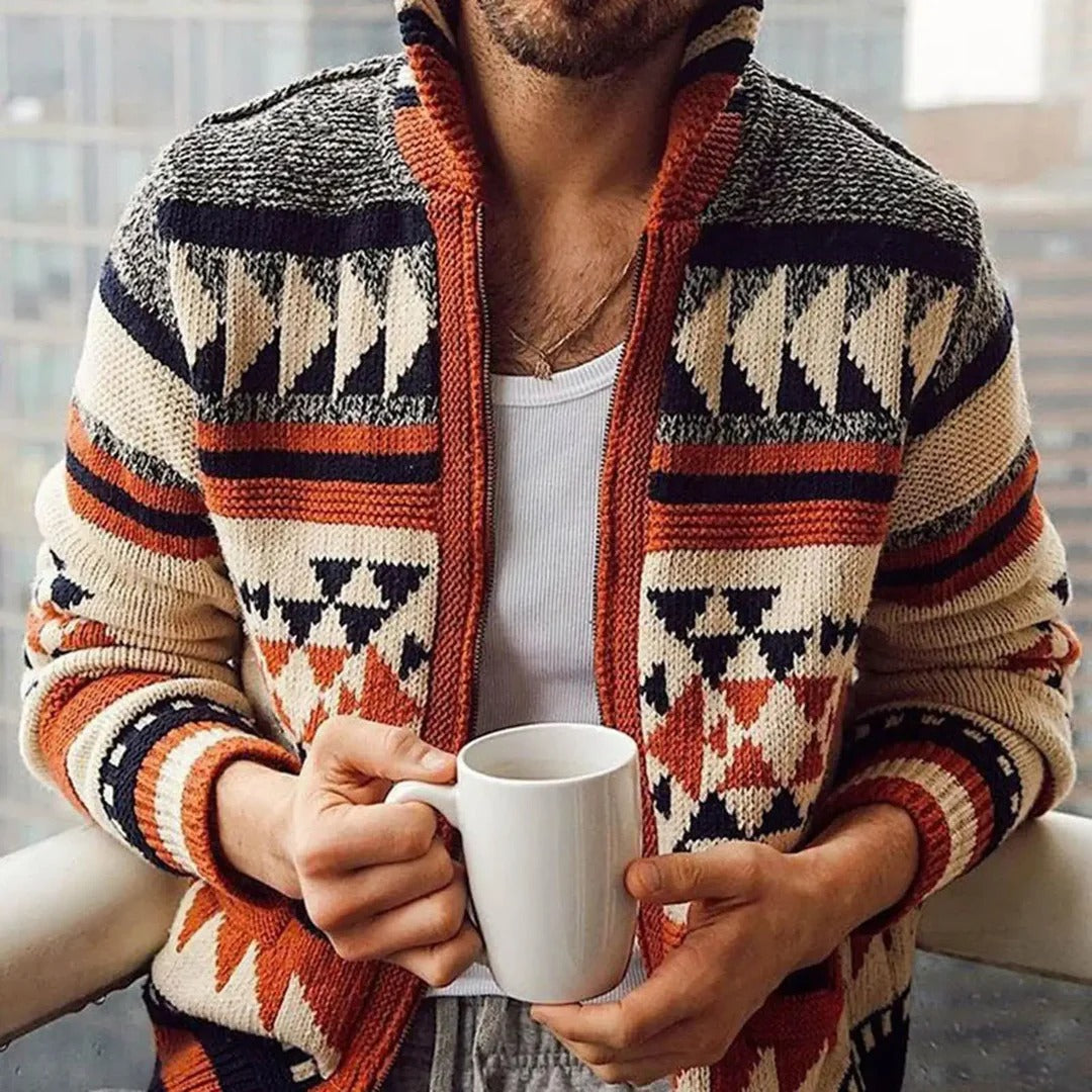 Men's elegant cardigan for autumn, combining timeless style with cozy warmth for crisp seasonal days.