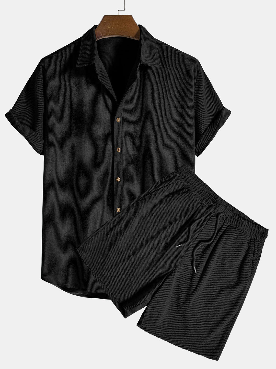 Men’s elegant polo shirt and shorts set with a tailored fit, breathable fabric, and versatile style, perfect for summer comfort and sophistication.