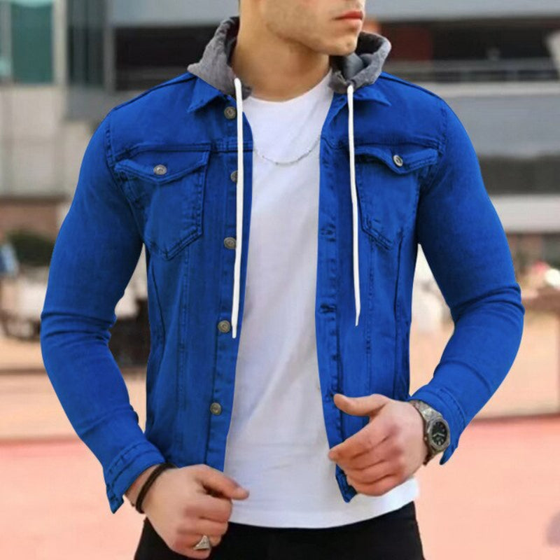 Men's fashionable denim jacket, ideal for layering during autumn days with timeless and versatile style.