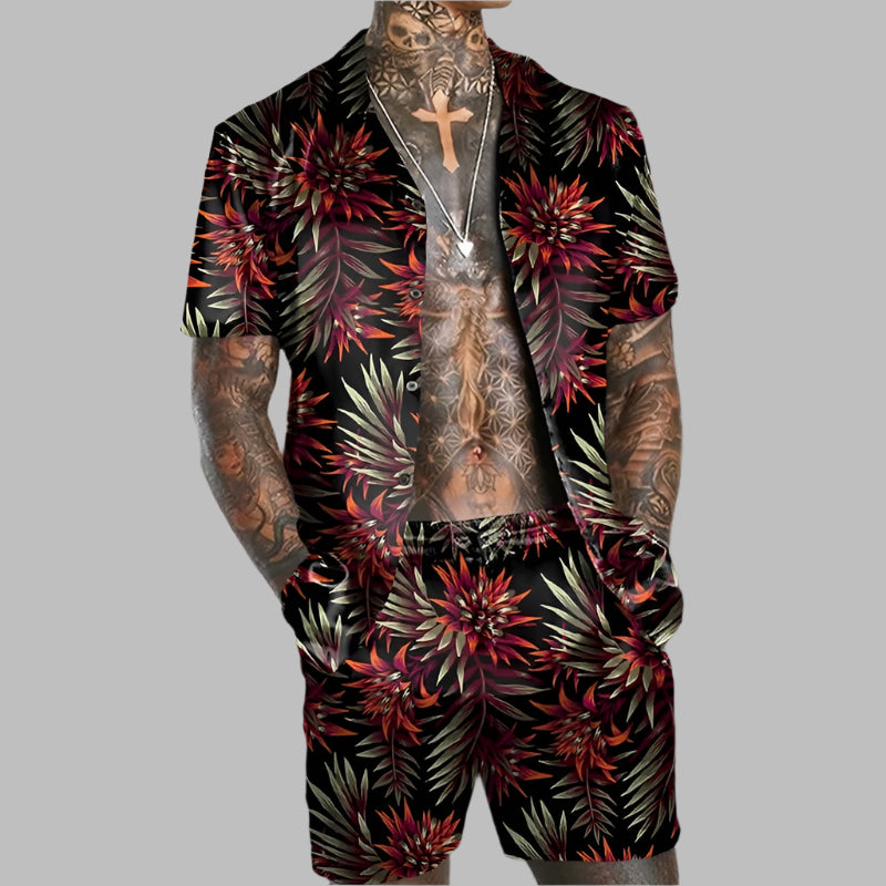 Men's flamingo 2-piece set, perfect for summer with vibrant design, breathable fabric, and relaxed fit for a stylish and comfortable look.






