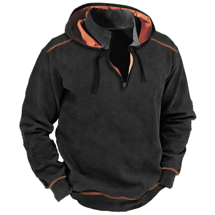 Men's hooded outdoor sweater, designed for comfort and style, perfect for autumn days and outdoor activities.