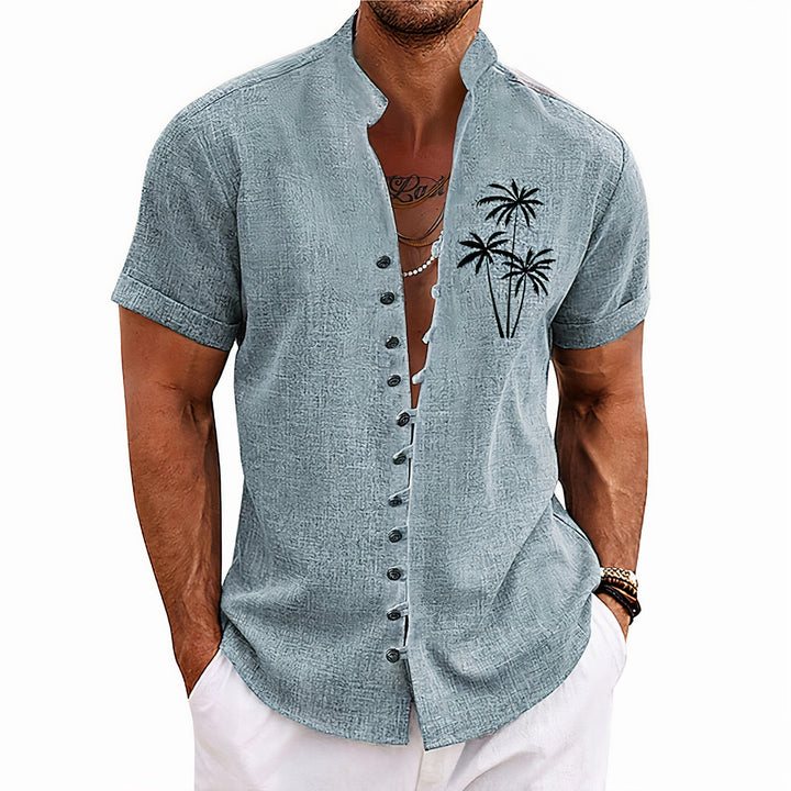 Men's palm tree summer shirt with lightweight, breathable fabric and tropical design, perfect for summer days.






