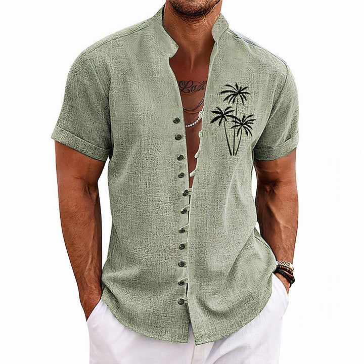 Men's palm tree summer shirt with lightweight, breathable fabric and tropical design, perfect for summer days.






