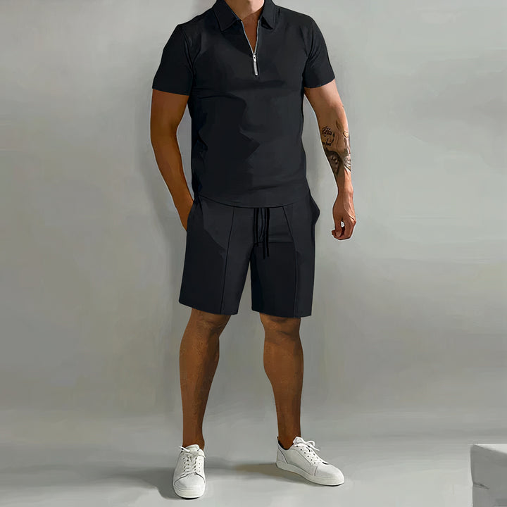 Men's premium shirt and shorts set with a tailored fit, crafted for breathable comfort and versatile summer style.