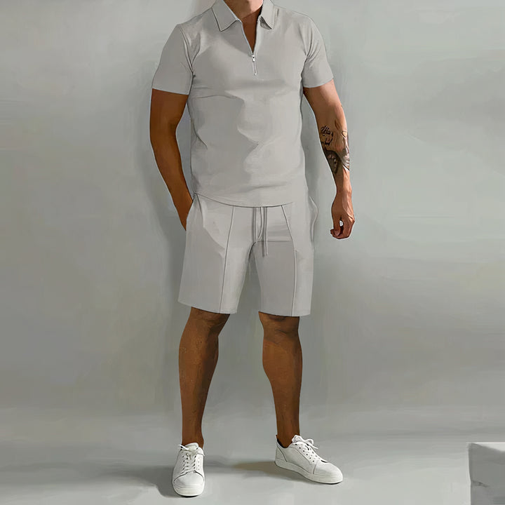 Men's premium shirt and shorts set with a tailored fit, crafted for breathable comfort and versatile summer style.