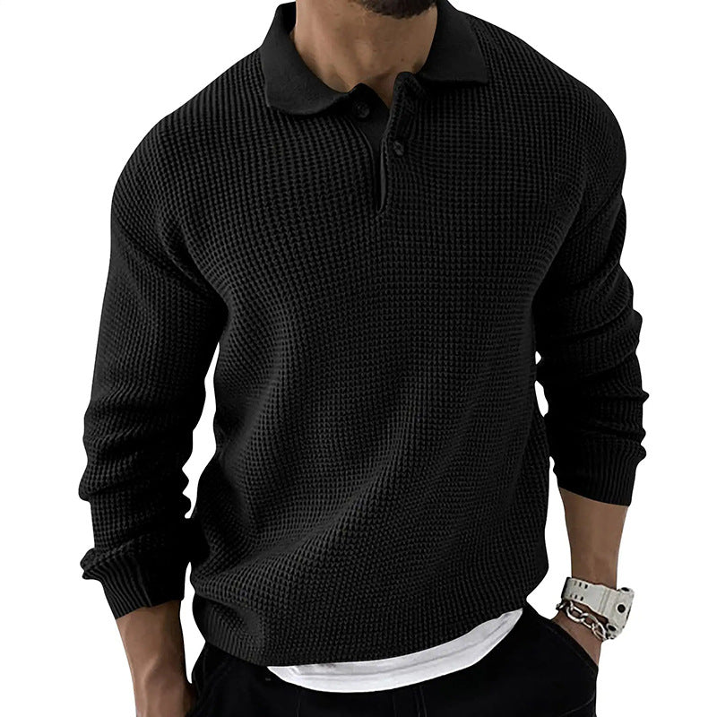 Men's stylish knitted autumn sweater with breathable fabric, perfect for cool autumn days.







