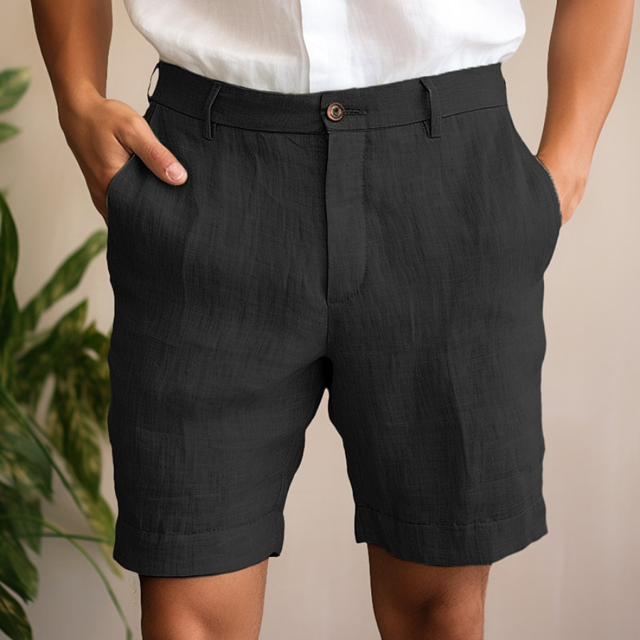 Men's trendy linen shorts, lightweight and stylish, perfect for summer days and casual outings.