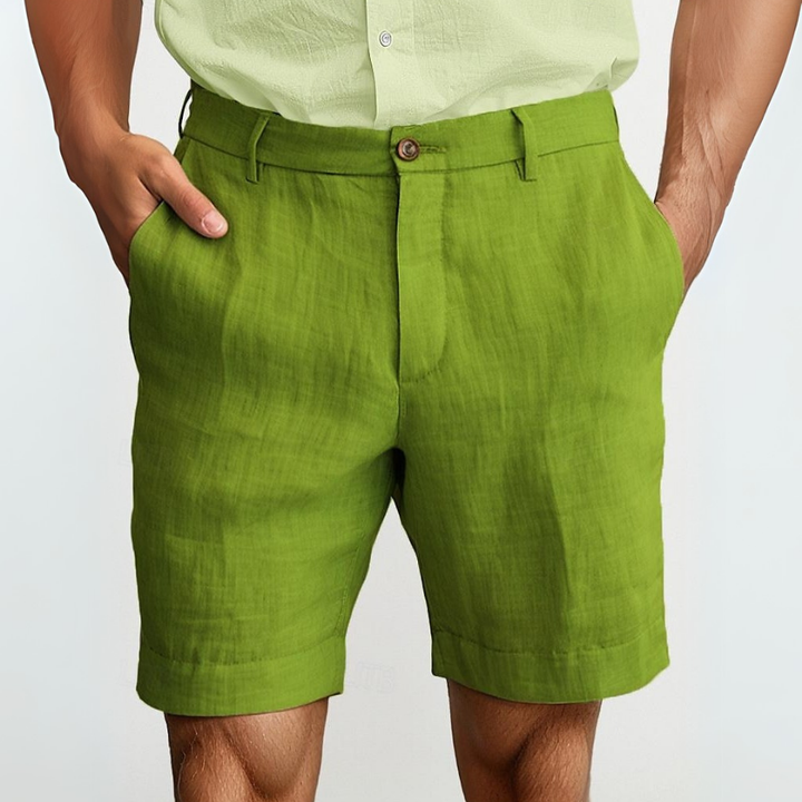 Men's trendy linen shorts, lightweight and stylish, perfect for summer days and casual outings.