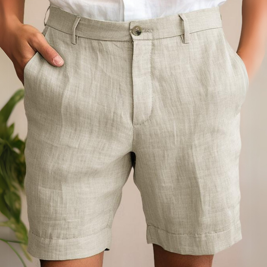 Men's trendy linen shorts, lightweight and stylish, perfect for summer days and casual outings.