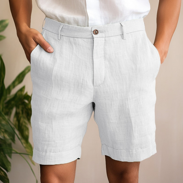 Men's trendy linen shorts, lightweight and stylish, perfect for summer days and casual outings.