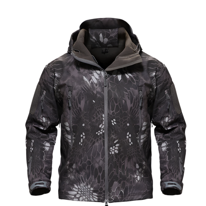 Men’s waterproof military jacket, rugged and weatherproof, perfect for cool and rainy autumn days.