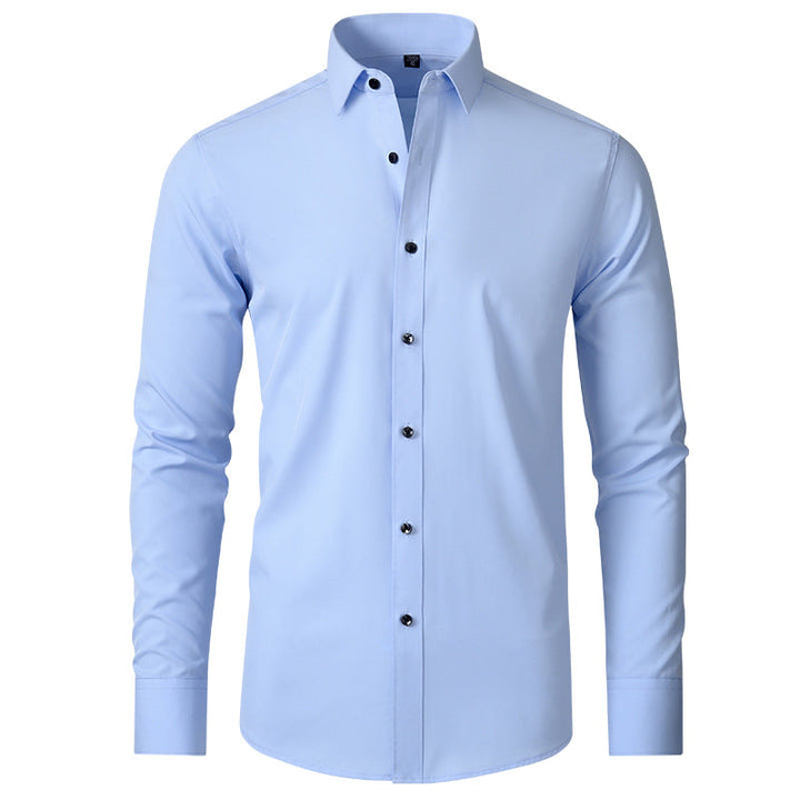 Wrinkle-free formal shirt for men, providing a polished and comfortable look throughout the day.