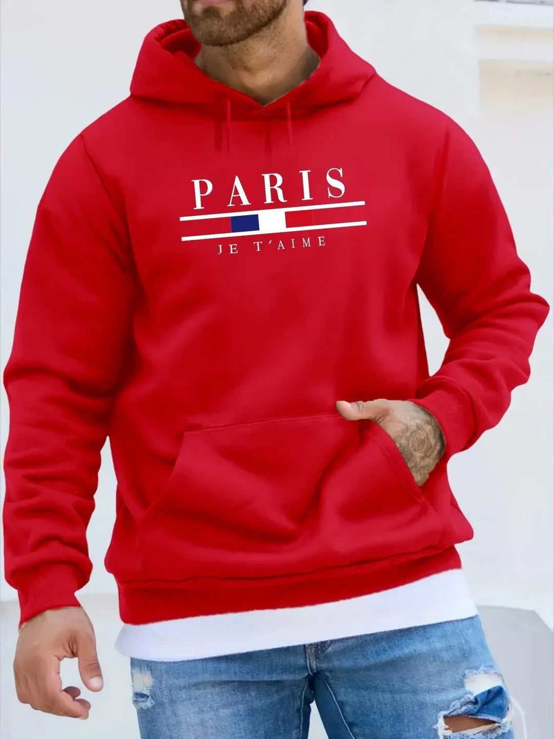 Men's Paris printed hoodie with a stylish design, soft fabric, and a relaxed fit for casual comfort.