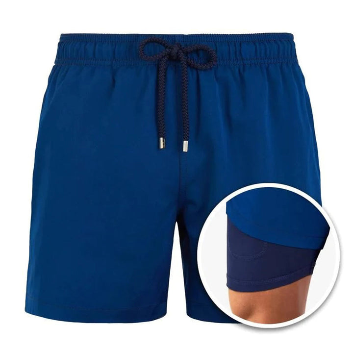 Premium double-layered swimming shorts with quick-drying, lightweight fabric and chafe-resistant inner layer, perfect for summer activities by the water.






