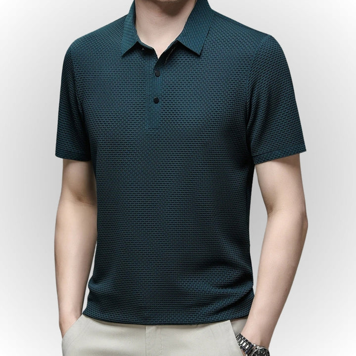 Premium elegant men's polo shirt with tailored fit and breathable fabric, ideal for summer days and versatile occasions.






